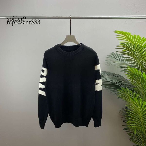 мужской свитер Модный европейский шерстяной свитер с длинными рукавами и буквенным принтом, топ унисекс и вязаные свитера