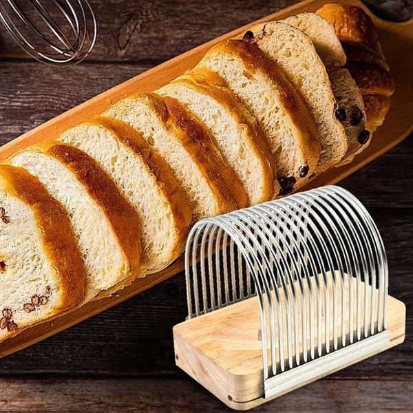 Ferramentas vegetais de frutas destacável cortador de pão slicer torradas guia de corte molde manual de aço inoxidável para fatiar cozinha 231212