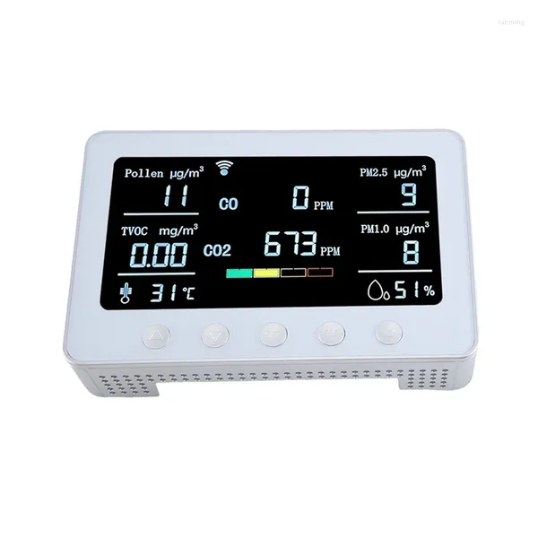 Plus Wifi Monitor de Qualidade do Ar Detecta Pólen TVOC CO CO2 PM2.5 1.0 Temp RH Iot Controlador RS485 Data Logger