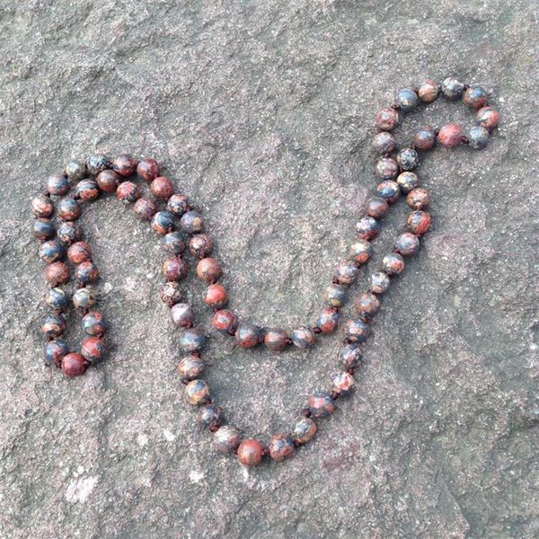 ST0270 10 мм леопардовая кожа яшма камень для мужчин и женщин уникальные ювелирные изделия в стиле бохо 40 дюймов длинное ожерелье из натурального камня ожерелье227F