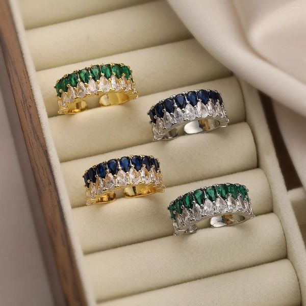 Anéis de casamento design glamoroso zircônia cúbica anel de banda ajustável para mulheres meninas requintado ol lady festa férias jóias presente