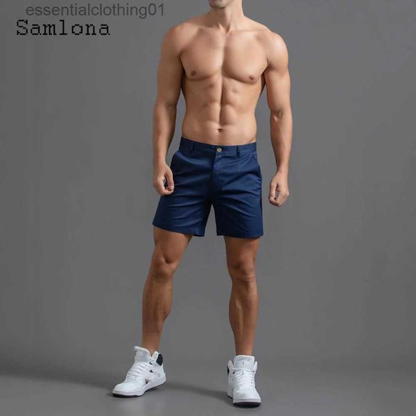 Herren-Shorts Samlona Plus Size Herren Freizeit Hot Pants Mode Shorts Männer Straight Casual Trend 2023 Neuer Sommer All-Match Classic Short Bottom L231212