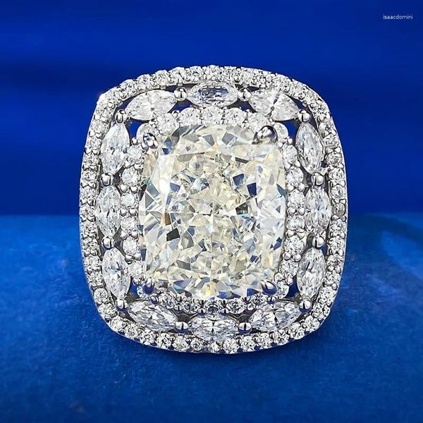 Küme halkaları Springlady Classic 925 Sterling Gümüş 10 12 mm Ezilmiş Laboratuvar Safir Taş Nişan Güzel Takı Düğün Kadınlar