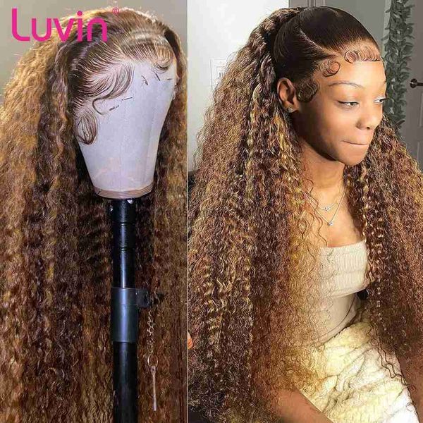 Synthetische Perücken 40 Zoll 13x6 Curly Highlight Ombre Guluess 5x5 Pre Cut HD Lace Front Haarperücke 4/27 Farbe Deep Wave 13x4 Lace Frontal PerückenL240124