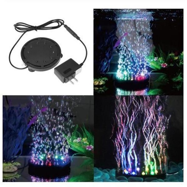 Bomba de ar luzes aquário iluminação led 12 led luz submersível aquário tanque de peixes ar pedra bolha bomba decoração led aquário ar pu192x