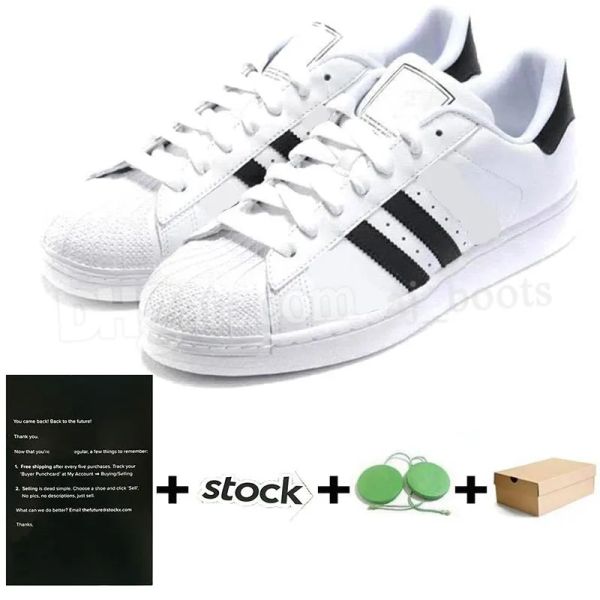 2024 Estilo Clássico Moda Stan Smith Superstar Sapatos Casuais Masculino e Feminino Três Preto e Branco Oreo Laser Gold Platform Sports Sneakers