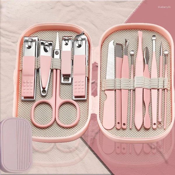 Kit per nail art Set di strumenti per manicure professionali Set di pinze per pedicure per mani e piedi in acciaio inossidabile