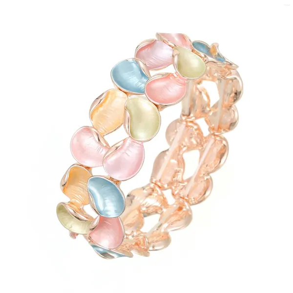 Charme pulseiras amorcome design criativo duas fileiras padrão de lágrima mulheres colorido esmalte elástico corda pulseira ajustável jóias