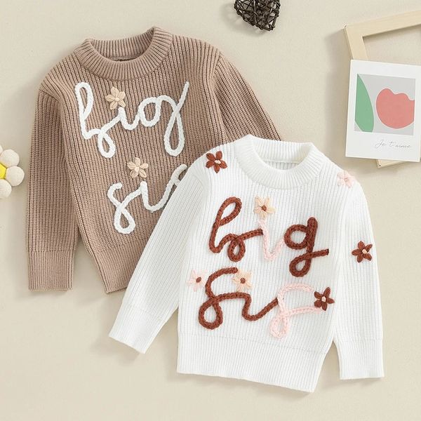 Pullover 2023 10 25 Lioraitiin 6M 3Y bambino ragazze maglione lettera ricamo manica lunga pullover autunno bambini vestiti bambino maglioni top 231212