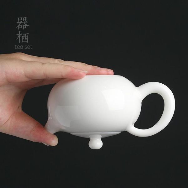 Yangzhi jade porcelana branca xishi pote cerâmica kungfu conjunto de chá único bule dehua2414