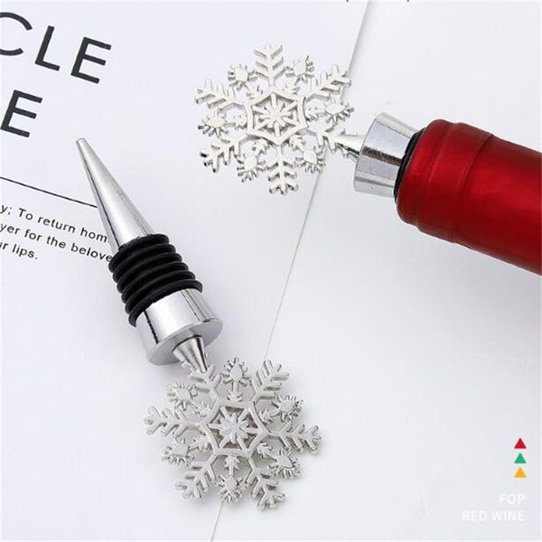 Bouchon de vin flocon de neige fini argent, outils de Bar pour cadeaux de mariage d'hiver, avec emballage Simple, décorations de fête de noël