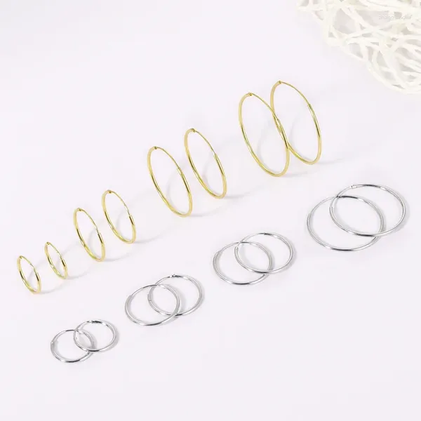 Orecchini a cerchio 28mm Grandi argento sterling 925 Moda minimalista Coreano semplice per le donne Uomini Accessori per gioielli in oro per feste sottili