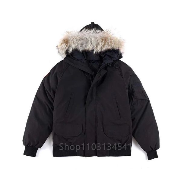 Herrenjacken Winter Herren Kanadischer CG Chilliwacks Parka Gänsedaunenjacke Warme Oberbekleidung Mantel Winddichte Kapuze Echtes Coyote-Pelz Kurz 231212