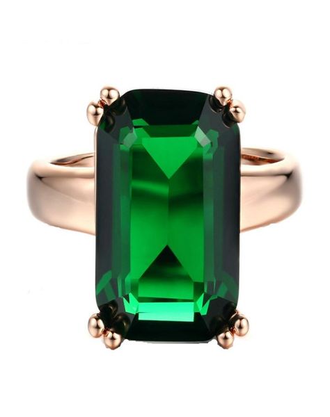 Kadınlar İçin Büyük Yeşil Kristal Parmak Yüzükleri Moda Takı Düğün ve Nişan Vintage Aksesuarlar Gül Altın Kaplama R7006795017