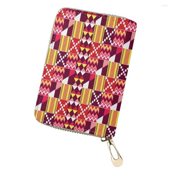 Kart sahipleri cüzdan kadın değişim organizatörü küçük çanta fermuar Afrika kabile renkli Kente desen kumaş özel baskı tutucu