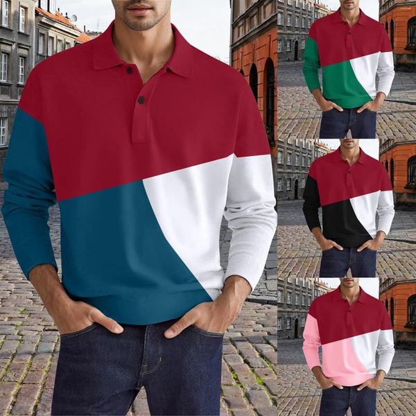 Camisetas masculinas moda masculina casual simples cor sólida botão de veludo manga longa camisa alta