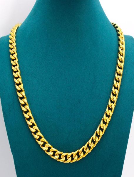 Real 18k gelb feinem festem Gold GF Miami Cuban Kette Halskette 24 Zoll Custom Box Lock Männer 10 mm Breite 5 mm Dicke Heavy2139047
