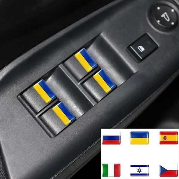 10 Stück 3D-Epoxid-Auto-Innenaufkleber, dekoratives Zubehör, Ukraine, Spanien, Russland, Israel, Italien, Tschechische Republik