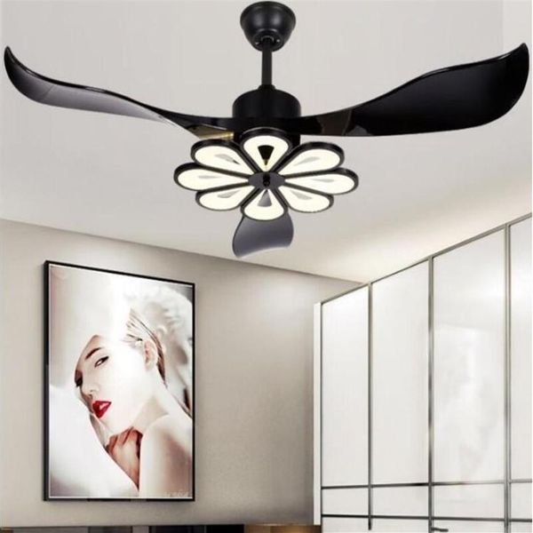 Ventilatore a soffitto a soffitto moderno a LED Ventile a soffitto nero con luci casa decorativa ventola della stanza lampada a soffitto a soffitto DC Remote Control Myy335S