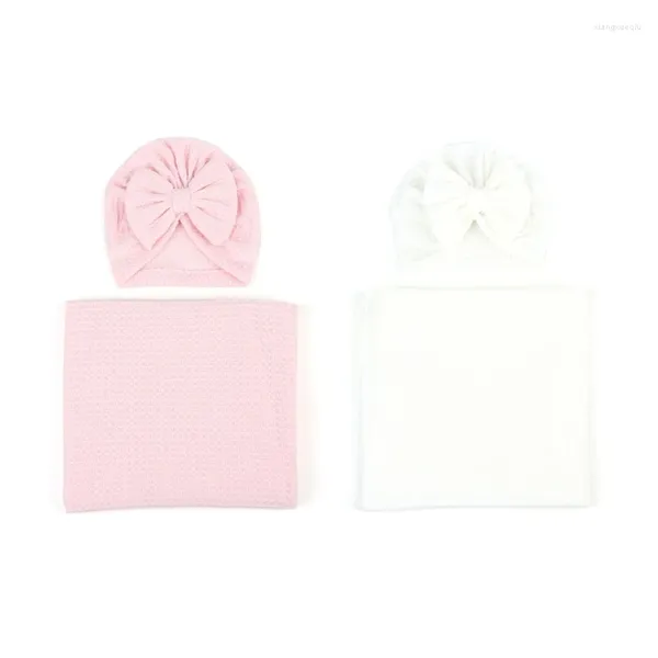 Coperte Coperta fasciatoio per bebè Cappello in mussola Unisex Born Boys Girls Bow Po Props