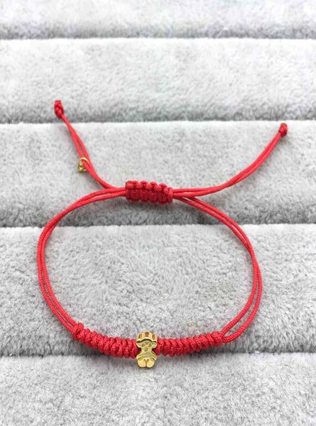 Authentische 925 Sterling Silber Armbänder rote Schnur und goldene süße Puppen xxs Bärenarmband Passen Europäischer Bärenschmuckstil Geschenk 41489918402