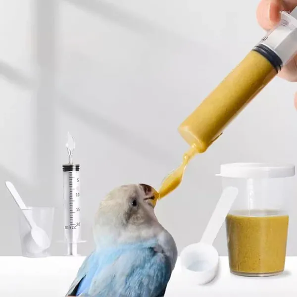 Outros suprimentos de pássaros 4 pc / conjunto mini alimentador de bebê com escala plástico removível colher gavage tubo papagaio líquido ferramenta de alimentação grau