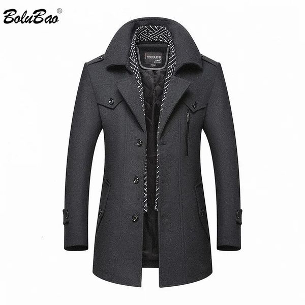 Herren Wollmischungen BOLUBAO Herren Winter Wollmantel Herren Casual Marke Einfarbig Wollmischungen Woolen Pea Coat Männlicher Trenchcoat Mantel 231211