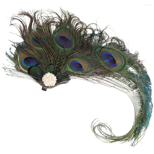 Bandanas Decoraciones de Halloween Clip de pelo de pavo real Fascinators para mujeres Sombreros Fiesta de té 1920 Accesorios Flapper Moda Mujer