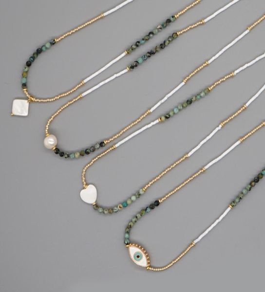 Miyuki Perle di vetro Fili di perle Collana con ciondolo malocchio per donna Regalo9726606