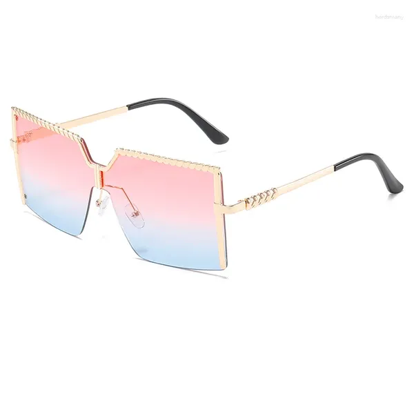 Sonnenbrille Große Randlose Quadratische Rahmen Gradienten Für Frauen Männer Trendy Retro Elegante Design Männlich Weiblich Auto Fahren Metall Sonnenbrille