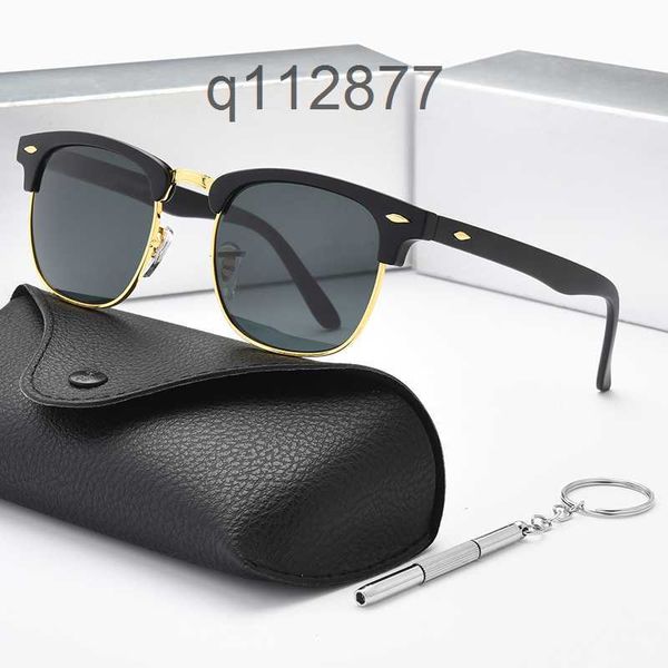 Óculos de sol de designer de luxo inspirado clássico meio quadro chifres semi-sem aro homens mulheres moda óculos de sol polarizados retro eyewear9p5x