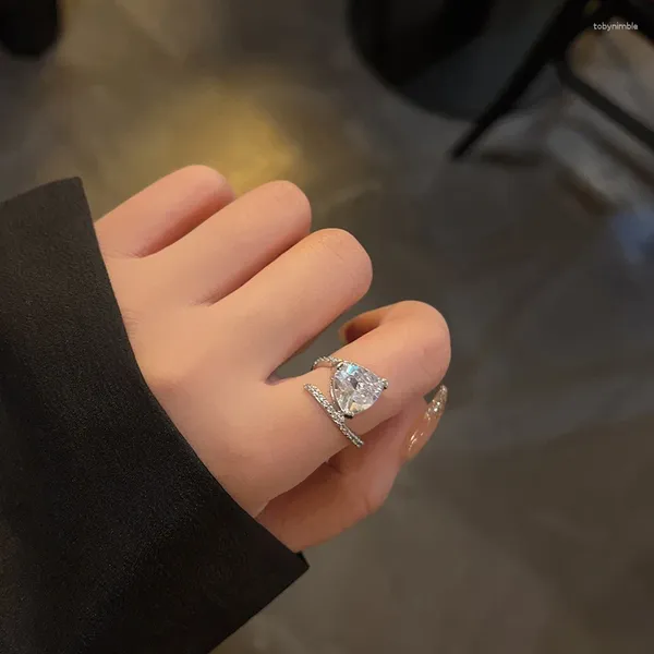 Кольца кластера, Южная Корея, модные простые легкие роскошные геометрические открытые кольца с любовью, коллекция подарков, банкетных женских украшений 2023