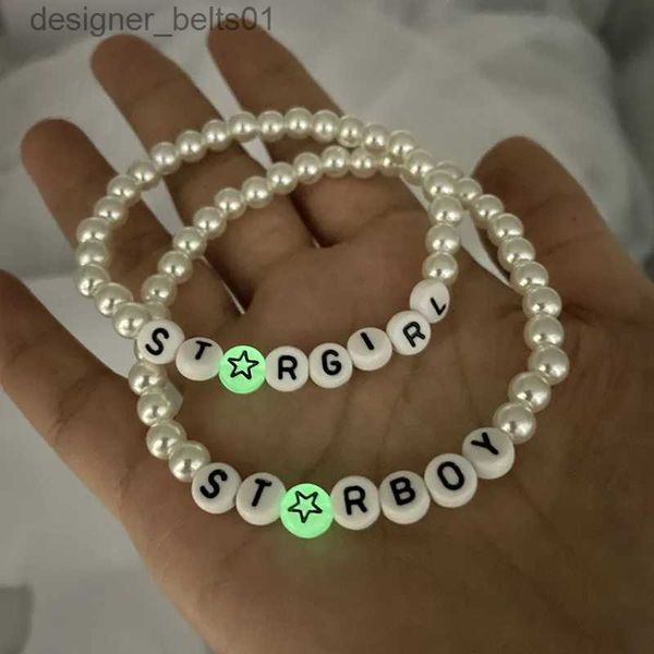 Charm-Armbänder StarGirl Star Boy Buchstaben Armbänder für Freundschaft 2023 Mode verstellbare weiße Perle Mädchen Jungen Armbänder Großhandel SchmuckL231214