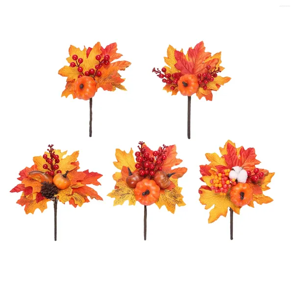 Dekorative Blumen, Halloween-Dekoration, Kürbis, Tannenzapfen, Stechpalme, rote Beere für DIY Thanksgiving-Girlande, Herbstkranz