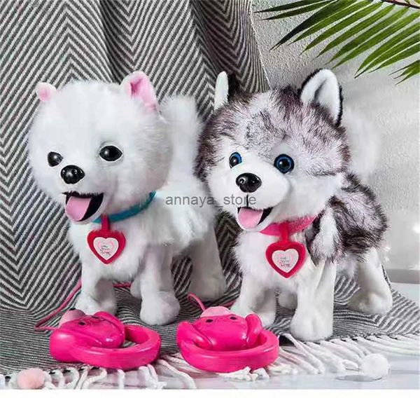 Animais elétricos/rc controle de alça eletrônico interativo cães brinquedo robô filhote de cachorro animais de estimação cantando andando com saco bonito brinquedos de pelúcia para crianças crianças presentesl23116