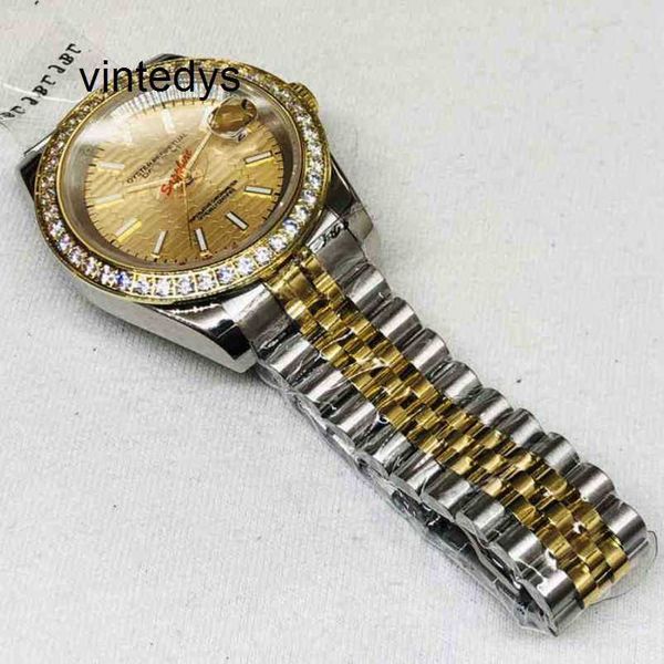 Rolaxes Relógio Automático Limpo Luxo Datejust Relógio Mecânico Talão Padrão Dente Dourado para