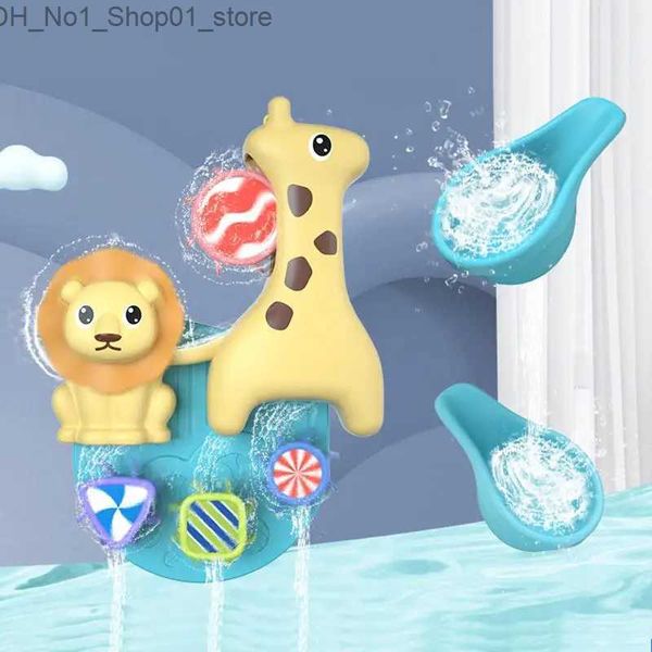 Brinquedos de banho Crianças Brinquedos de Banho Dos Desenhos Animados Girafa Leão Jogos de Água Conjunto de Brinquedos Coloridos Piscina Água Jogando Brinquedo Para Crianças Parede Sunction Cup Q231212