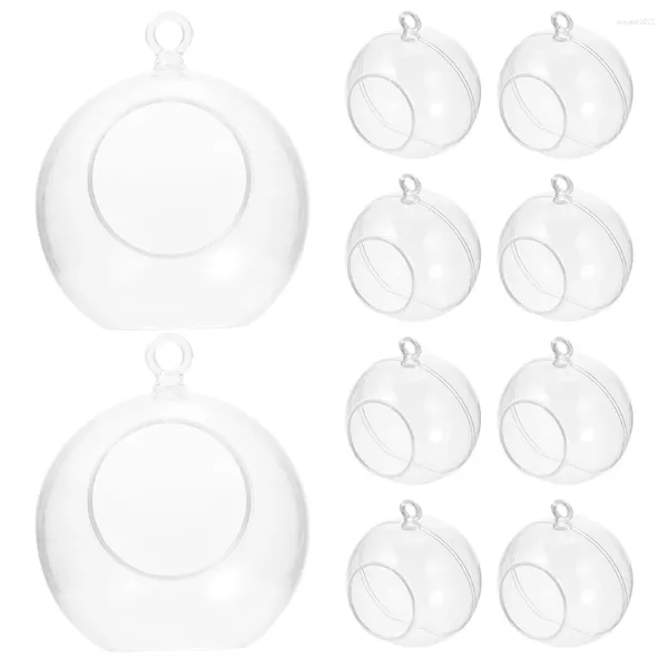 Titulares de vela 10 pcs decoração de Natal bola festa ornamento árvores fillable suporte de vidro cúpulas de plástico para artesanato