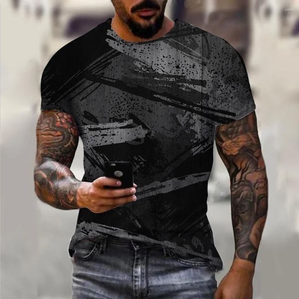 Herren-T-Shirts, gestreiftes T-Shirt für Herren, Kleidung, Übergröße, T-Shirt, Herren-Grafik-T-Shirts, 3D-Volldruck, Sommer, lässig, kurzärmelig