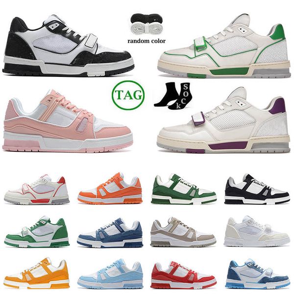 Autêntico designer sapatos logotipo em relevo sneaker branco preto céu azul verde denim rosa vermelho luxo mens casual sneakers baixa plataforma mulheres virgil treinador