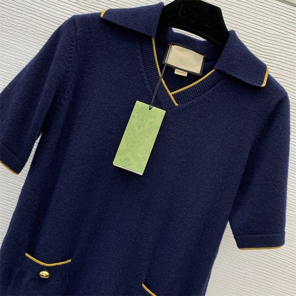 Abito da donna Design a tubo dritto blu navy di alta qualità, senso di minoranza, moda straniera, puro desiderio di lavorare a maglia