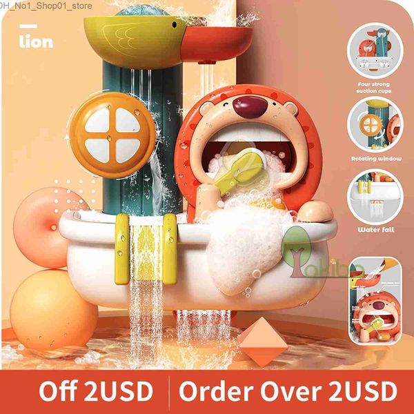 Brinquedos de banho Brinquedos de banho de bebê para crianças Máquina de bolhas de leão Brinquedo de spray de água para crianças Bubble Maker Swim Shower Baby Bathtub Toys 1 2 3 4 anos Q231212