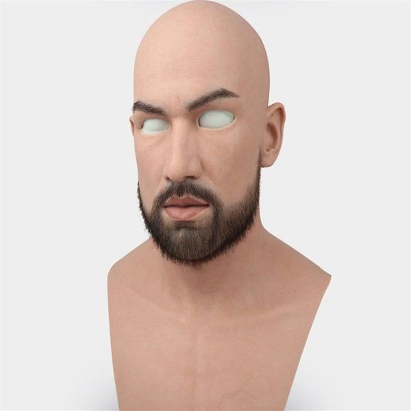 Masculino látex realista adulto silicone máscaras faciais completas para homem cosplay máscara de festa fetiche real skin208t