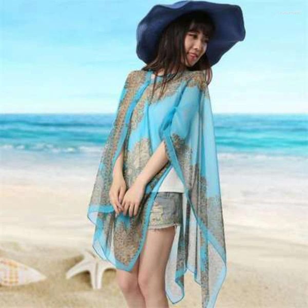 Lenços grande lenço e protetor solar xale verão chiffon silenciador mulheres ao ar livre envoltório macio bandanna foulard feminino bea