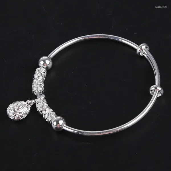 Bracciale rigido regolabile Bracciale aperto espandibile Regalo di Natale per uomo Donna Argento