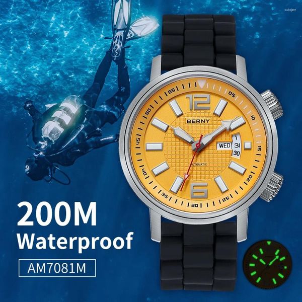 Orologi da polso Miyota 8205 20ATM Diver Orologio meccanico automatico da uomo Sport Zaffiro luminoso Orologio da polso impermeabile Nuoto a carica automatica