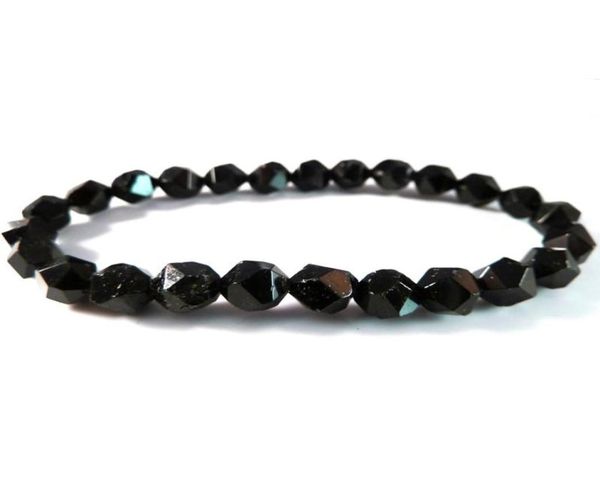 Charme Pulseiras Mens Black Tourmaline Stretchy Pulseira Facetada Estrela Corte Beads Frisado Cura Pedra Meditação Jóias Presente Para Me5855884