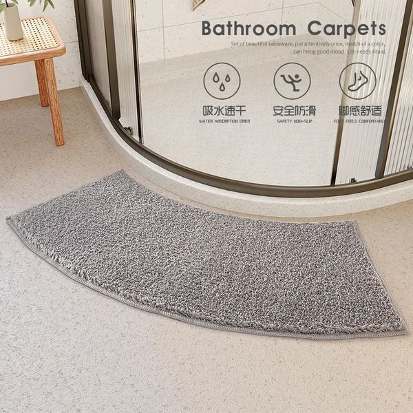 Tapetes Banheiro Anti-Slip Mat WC Curvo Ventilador Absorvente Tapete Chuveiro Banheiro Anti-Queda Pé Tapete Setor Piso Tapete Home 231212