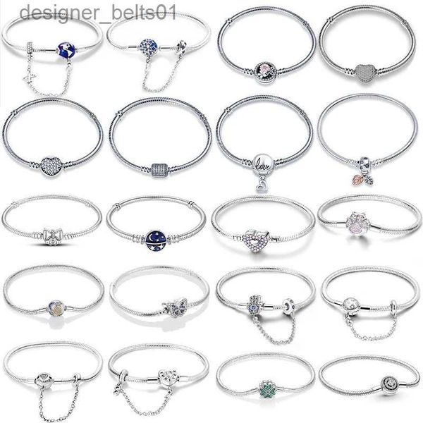 Charm-Armbänder, Armband aus 925er-Sterlingsilber, Original, 17–20 cm, Sterne, Mond, Flugzeug, Globus, Zirkon-Armband, passend für Charm-DIY-Perlen, Geburtsschmuck, Geschenk, L231214