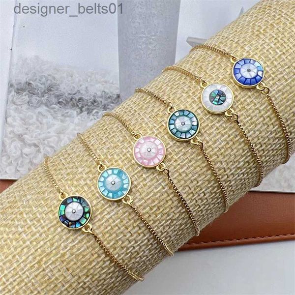 Charme Pulseiras 2023 Bonito CZ Cristal Rodada Shell Evil Eye Beads Charms Pulseiras Boho Jóias Para Mulheres Acessórios Verão Beach Chain BangleL231214